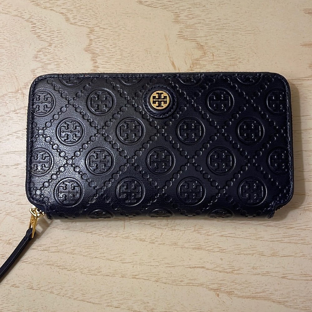 Tory Burch Monogram Leather Zip Continental Wallet